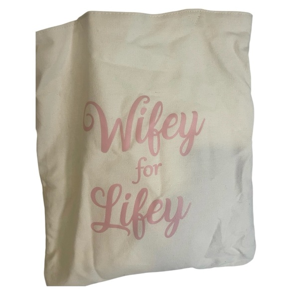 Bridal Wifey for Lifey Tote Bag Set - Cream and Pink - Picture 3 of 6
